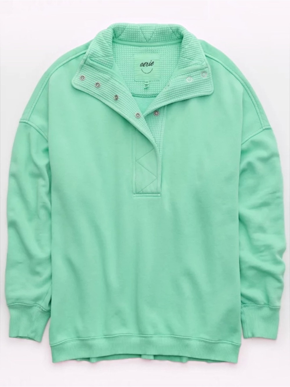 NWT Aerie Getaway Quarter Snap Oversized Sweatshirt Green XXL 2XL